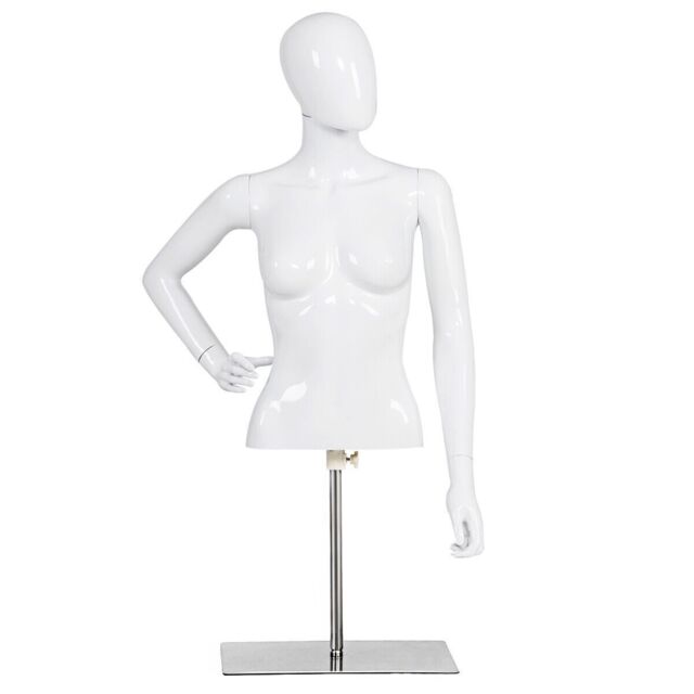 Costway 128cm Woman Plastic Model Female Mannequin with Iron Stand in White