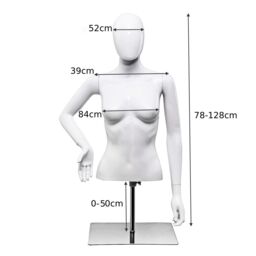 Costway 128cm Woman Plastic Model Female Mannequin with Iron Stand in White - thumbnail 2