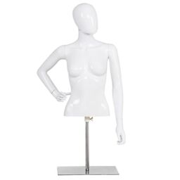 Costway 128cm Woman Plastic Model Female Mannequin with Iron Stand in White - thumbnail 1