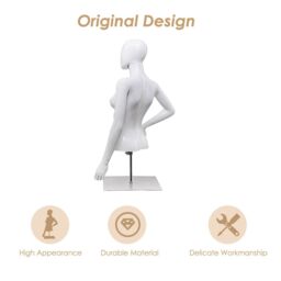 Costway 128cm Woman Plastic Model Female Mannequin with Iron Stand in White - thumbnail 5