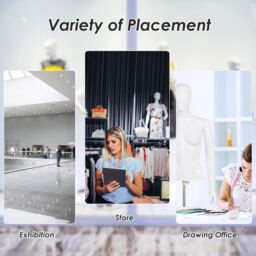 Costway 128cm Woman Plastic Model Female Mannequin with Iron Stand in White - thumbnail 8