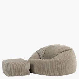 icon Kingston XL Jumbo Cord Classic Dome Bean Bag & Footstool in Stone - Size: Extra Large - thumbnail 3