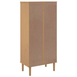 Berkfield Home Bookcase SENJA Rattan Look Brown 60x35x130 cm Solid Wood Pine in Light Brown - Size: 60 x 35 x 130 cm - thumbnail 8