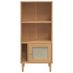 Berkfield Home Bookcase SENJA Rattan Look Brown 60x35x130 cm Solid Wood Pine in Light Brown - Size: 60 x 35 x 130 cm - thumbnail 5