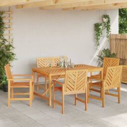 Berkfield Home 5 Piece Garden Dining Set Solid Wood Acacia in Brown - thumbnail 4