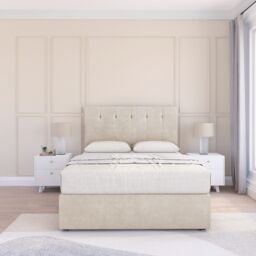 "Sloomy Highbury Divan Bed Base 4 Drawers & 26"" Struts Headboard in Cream - Size: Small Double" - thumbnail 2
