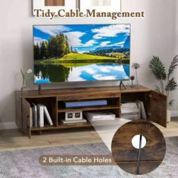 Costway 152 cm Entertain Center TV Stand for TVs up to 70 Inches in Brown - thumbnail 5
