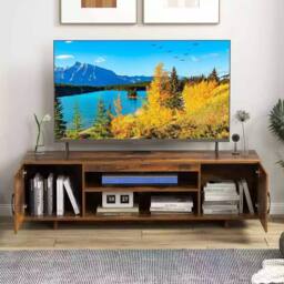 Costway 152 cm Entertain Center TV Stand for TVs up to 70 Inches in Brown - thumbnail 4
