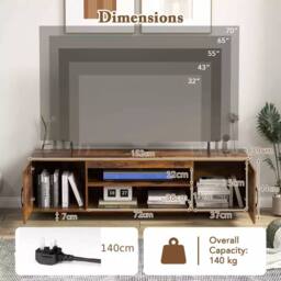 Costway 152 cm Entertain Center TV Stand for TVs up to 70 Inches in Brown - thumbnail 2