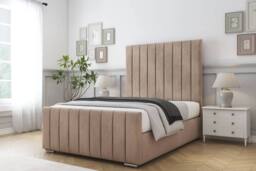 "Comfort Beds Sara Naples Bed Frame - 50"" Upholstered Headboard in Light Brown - Size: Small Double" - thumbnail 1