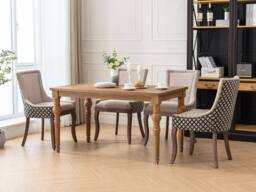 Modern Home Touch Bewley Set of 4 Vintage Linen Upholstered Kitchen Dining Chairs with Oak Wood Legs Beige - Size: 4 Pack - thumbnail 4