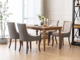 Modern Home Touch Bewley Set of 4 Vintage Linen Upholstered Kitchen Dining Chairs with Oak Wood Legs Beige - Size: 4 Pack - thumbnail 2