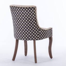 Modern Home Touch Bewley Set of 4 Vintage Linen Upholstered Kitchen Dining Chairs with Oak Wood Legs Beige - Size: 4 Pack - thumbnail 8