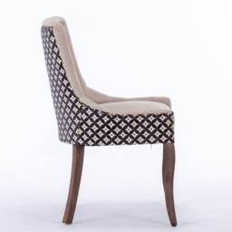 Modern Home Touch Bewley Set of 4 Vintage Linen Upholstered Kitchen Dining Chairs with Oak Wood Legs Beige - Size: 4 Pack - thumbnail 7