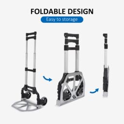HOMCOM Heavy Duty Aluminium Foldable Hand Truck Trolley, 70KG Load Capacity in Silver - thumbnail 4