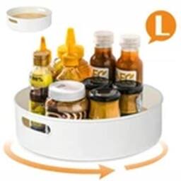 Havendro Large - 30*10cm Lazy Susan Organizer Rotating Tray Home Spice Rack in White - thumbnail 1