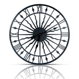 "mysmartbuy Black Open Face 24"" Sun Design Indoor or Outdoor Clock - Battery Powered Weather Resistant Metal Wall Fence Clock - 60cm Diameter" - thumbnail 4