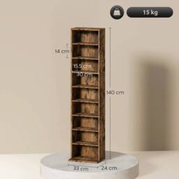 Wyld Haus Alste 140cm Rustic Brown Narrow Media Storage Unit - thumbnail 3