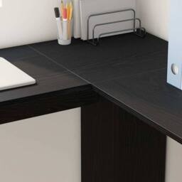 Berkfield Home Modern Black Oak Corner Desk with Shelf with Storage Black oak Me - thumbnail 4