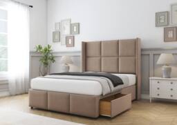 "Sloomy Beaumont Naples Divan Base No Drawers-54"" Wing Headboard & Footboard in Light Brown - Size: Small Double" - thumbnail 4