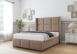 "Sloomy Beaumont Naples Divan Base No Drawers-54"" Wing Headboard & Footboard in Light Brown - Size: Small Double" - thumbnail 3
