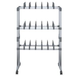 Berkfield Home Shoe Rack with Wheels Silver 66x27x100 cm - Size: 66 x 27 x 100 cm - thumbnail 3