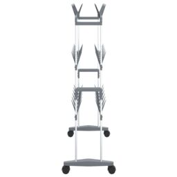 Berkfield Home Shoe Rack with Wheels Silver 66x27x100 cm - Size: 66 x 27 x 100 cm - thumbnail 4
