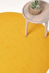 Homescapes Handmade Woven Braided Oval Rug in Mustard - Size: 110 cm x 170 cm - thumbnail 3
