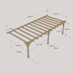 Rutland County Garden Furniture Ltd Wall Mounted Premium Pergola 3 Posts, L480 x W780 x H270 cm, Green - thumbnail 4