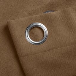 Luxury Living Velvet Chenille Eyelet Curtains Ready Made Pair in Tan - Size: 142 cm width x 137 cm drop - thumbnail 5