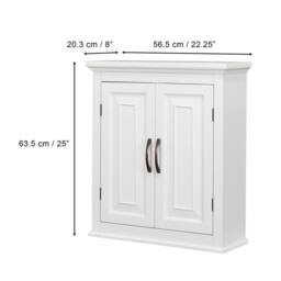 Teamson Home Wall-Mounted Bathroom Cabinet with Adjustable Shelves, White/Bronze in White - thumbnail 5