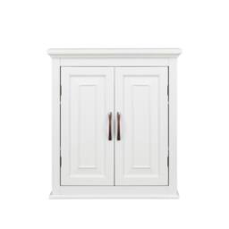 Teamson Home Wall-Mounted Bathroom Cabinet with Adjustable Shelves, White/Bronze in White - thumbnail 2