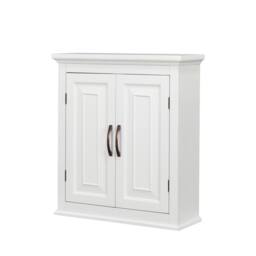 Teamson Home Wall-Mounted Bathroom Cabinet with Adjustable Shelves, White/Bronze in White - thumbnail 7
