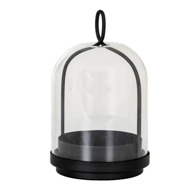Lemon Pavilion Furniture and Decor Nysa Medium Candle Holder with Glass Cloche - L15xW15xH25 cm - Black - image 1