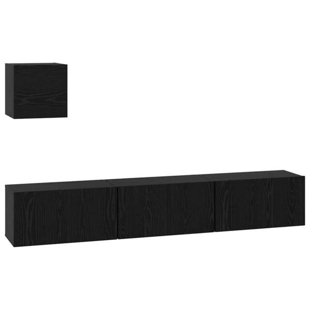 Berkfield Home TV Unit Set 4 pcs Black oak 60 x 30 x 30 cm Engineered wood - image 1