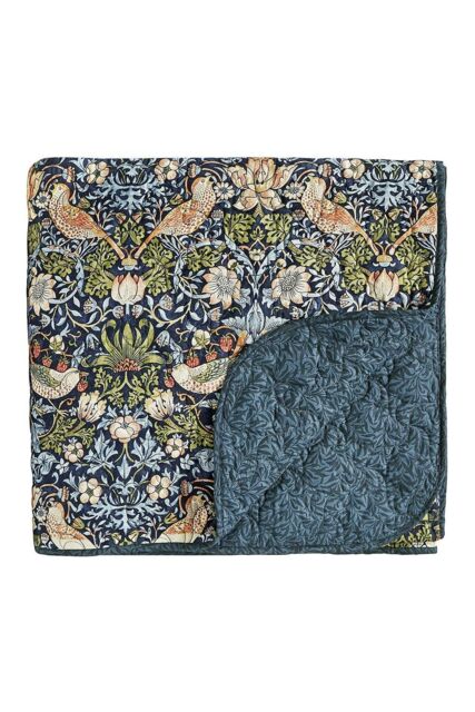 Morris & Co 'Strawberry Thief' Throw 265X260cm in Indigo - Size: 265X260 cm - image 1