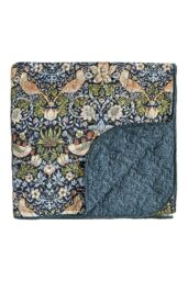 Morris & Co 'Strawberry Thief' Throw 265X260cm in Indigo - Size: 265X260 cm