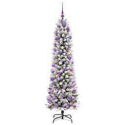Berkfield Home Artificial Christmas Tree with 300 LEDs Green & white 180 cm - thumbnail 3