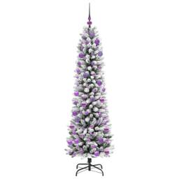 Berkfield Home Artificial Christmas Tree with 300 LEDs Green & white 180 cm - thumbnail 4