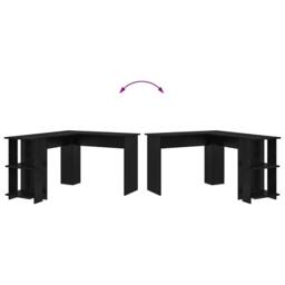 Berkfield Home Black Oak Corner Desk with Shelf with Storage Black oak Medium MDF - thumbnail 9