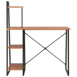 Berkfield Home Elegant Desk with Shelving Unit Black & Brown 102x50x117 cm - Size: 102 x 50 x 117 cm - thumbnail 3