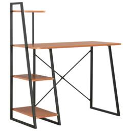 Berkfield Home Elegant Desk with Shelving Unit Black & Brown 102x50x117 cm - Size: 102 x 50 x 117 cm - thumbnail 2