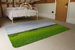 Benjamin Tate Design Summer Landscape With Hilly Green Field & Forest In The Distance Designer Rug in Natural - Size: Large - thumbnail 3