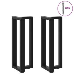 Berkfield Home Console Table Legs T-Shaped¬†2 pcs Black 38x25x(72-73) cm Steel - thumbnail 3