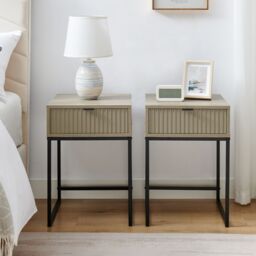 Melody Maison Pair Of One Drawer Bedside Table - Hesley Nordic Wood Range in Natural - thumbnail 3
