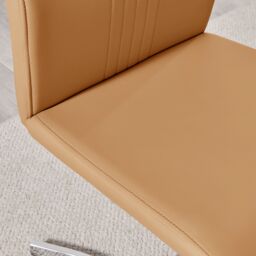 FurnitureboxUK Set of 2 Willow Contemporary Z Shaped Faux Leather Dining Chairs With Silver Chrome Metal Legs in Mustard - thumbnail 4