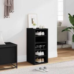 Berkfield Home Shoe Cabinet Black 31.5x35x70 cm Engineered Wood - thumbnail 2