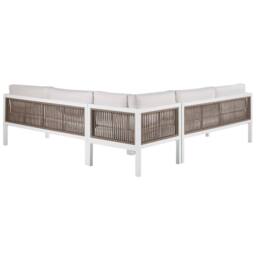 Wyld and Coco 4 Seater Left Hand L Shaped Aluminium Outdoor Lounge Set Glass in White - thumbnail 6