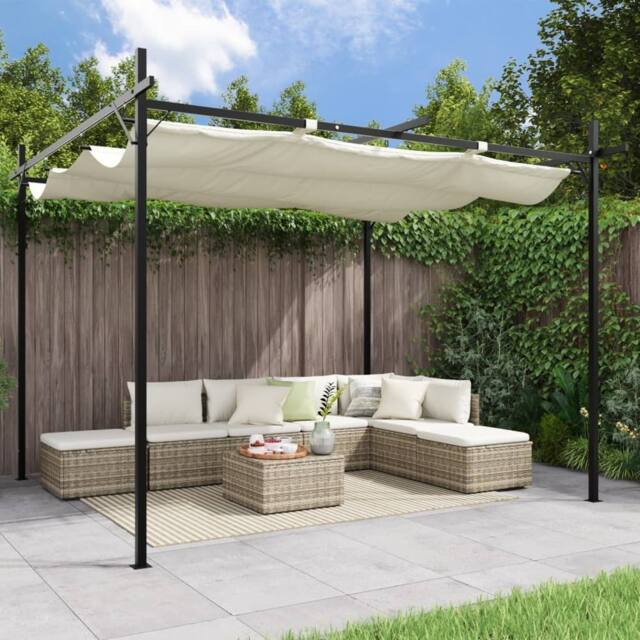 Berkfield Home Pergola with Retractable Roof Cream 295x292x230 cm in Beige - Size: 295 x 292 x 230 cm - image 1