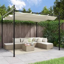 Berkfield Home Pergola with Retractable Roof Cream 295x292x230 cm in Beige - Size: 295 x 292 x 230 cm - thumbnail 1